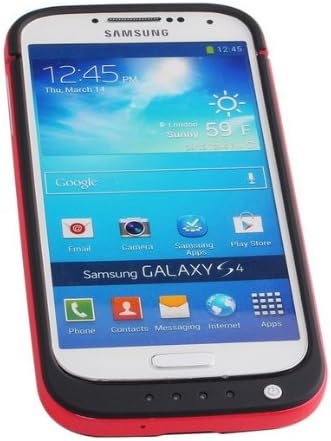 (4200mah Black + Red) 4200mAh Portable USB External Rechargeable Backup Battery Power Bank Charger Case with Viewing Stand for Samsung Galaxy S4 i9500