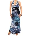 Blue Banana Blue Patterned Halter Neck Maxi Dress