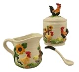 Rooster Embossed Creamer & Sugar Saucer