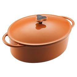 Rachael Ray 50940 5.25-Quart Cast Iron Covered Oval Casserole (Orange)