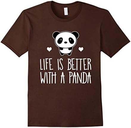 Men's Life Is Better With A Panda Animal Bear Hearts T-Shirt Small Brown