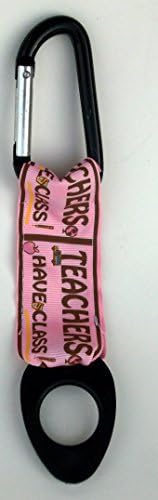 Pink Teacher Water Bottle Holder with Aluminum Carabiner - Two Per Package - Easily Take Your Water Bottle to School, Camping, on a Hike or to Sporting Events - Made in the USA