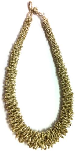 2-6 Day Delivery- Multiple Colors Available, Including Metallic Colors Handmade with Beaded Loops Necklace with Loop Tie Clasp Balinese Glass Beaded Jewelry Trendy Unique Design Modern Indonesian Fashion Accessory from Bali (Cream Antik)