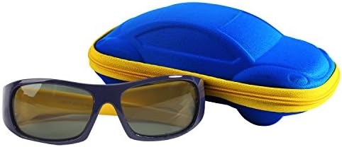 Polarized Sports Sunglasses for Kids Age 3-10, Soft Rubber with Sunglasses Case Dark Blue