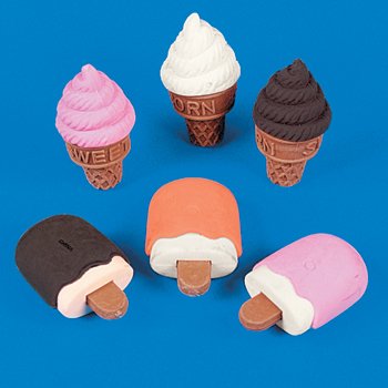 Ice Cream Cone And Frozen Treat Erasers (4 dz)