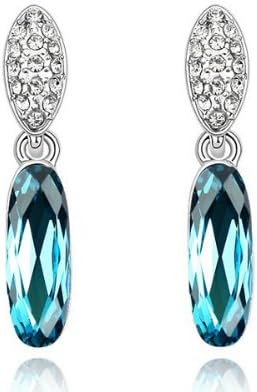 Box Blue Clear Crystal Stonehenge Stud Women Bridal Earrings Fashion Jewelry EL00861