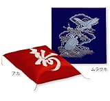 緞子判座布団／ポリエステル鶴亀寿_紫