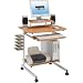 Compact Computer Desk Cart (LIGHT WOOD COLOR)