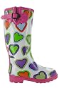 Womens Pink Love Heart Wellies Wellington Boots Sizes 3-8
