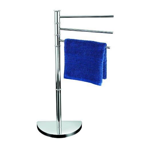 Axxentia Bad 282161 Handtuchst&auml;nder Lianos, verchromt, mit 3 Armen und schwerer, halbrunder Bodenplatte, 86 cm hoch