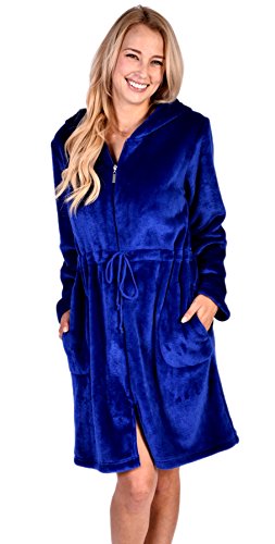 Women's Patricia Bathrobe Micro Fleece Plush Nightgown with Front Zipper