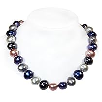  Mother of Pearl Necklace 13mm x 15mm Navy Mix [Jewelry]