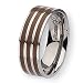 Brown Enamel Flat Polished Titanium Ring (8.0 mm) - Sizes 6-13