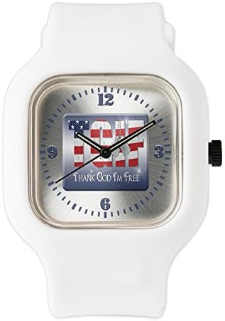 White Fashion Sport Watch Thank God I'm Free