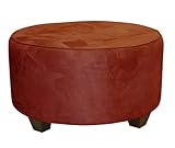 IMAGE OF Clybourn Round Tufted Cocktail Ottoman by Skyline Furniture in Red Micro-suede
