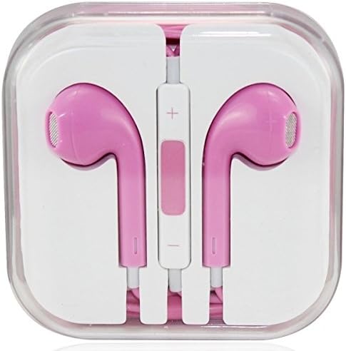 Iphone Headphone Earpods Earbuds Earphones Handsfree with Mic, Volume Control (Pink)