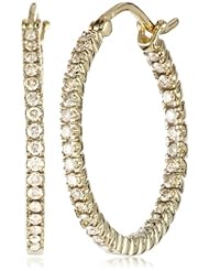 14k Yellow Gold Champagne Diamond Hoop Earrings (1 cttw, I2-I3 Clarity)
