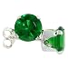 Sterling Silver Emerald Green 1 Carat Size (each) Brilliant Cut CZ Stud Earrings