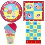 Peppa Pig Party Tableware Pack for 8, 8 Cups, 8 Plates, 1 Pack of Napkins & 1 Table Cover