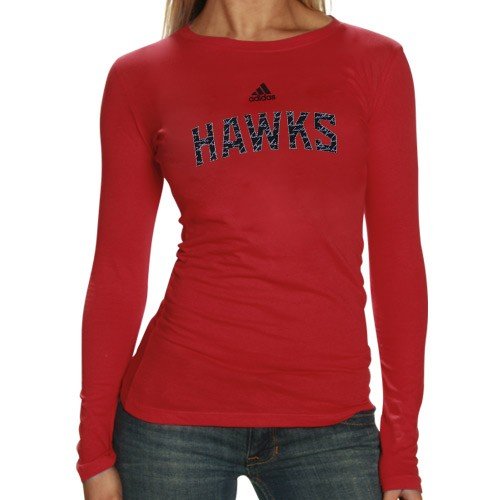 adidas Atlanta Hawks Ladies Red Inner Thoughts Silky Smooth T-shirt (X-Large)