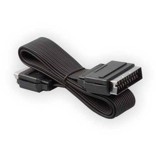 Cable Mountain 2 Metre Gold Flat Ribbon Metal Plug OFC Scart Cable / Lead