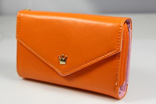 Wristlet Synthetic Leather Multi-functional Envelope Wallet Pouch Purse Phone Case Cover fits iphone 6 PLUS Samsung Galaxy 5S NOTE 4 and smaller phones (FITS ALMOST ALL PHONES) - ORANGE