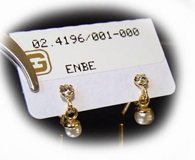 CHILDS SKILLUS 18K GOLD GLASS PEARL DROP & CZ STUD EARRINGS, NICKEL & LEAD FREE (02.4196)