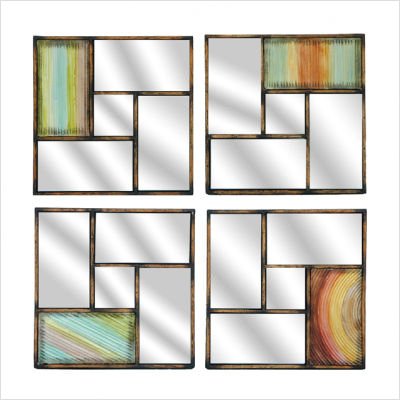 Crestview CVMRA277 Metal Wall Mirror (Set of 4)