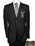 Italian Men Suits By Valenti Made in Italy Super 150's Worsted Wool Complete Suit with Two Button Canvas Front Chest Jacket and Pants Black Pinstripe