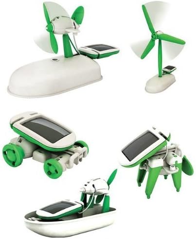 DIY 6 in 1 Solar Educational Kit Toy Boat Fan Car Robot Power Moving Dog