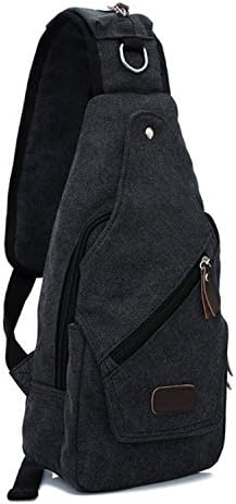 Sevenday Multi-Functional Sports Running Canvas Zipper Pockets Shoulder Bag (Black)