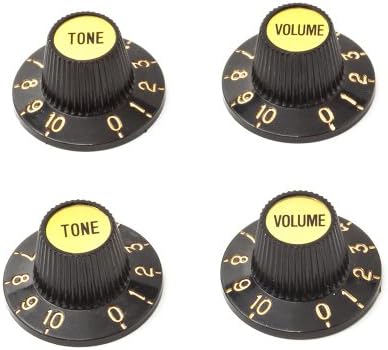 Fender Style Witch Hat Guitar Knobs - Black/Gold (Set of 4)