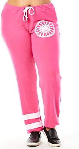 Womens Ladies Plus Sizes Curvy Cool Dance Fleece Joggers Pants H10717PX (3XL, Hot Pink)