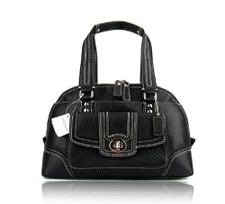 COACH Hamilton Zip Satchel Handbag Purse in Black or Mahogany Leather F13963