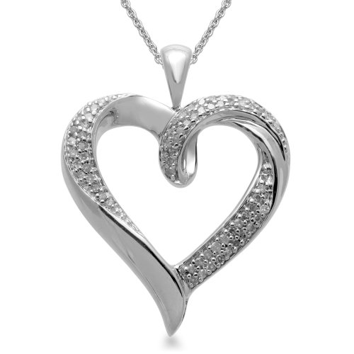 Sterling Silver Heart Pendant Necklace (1/5 cttw, 