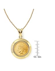 $10 Indian Head Gold Piece Eagle Coin in 14k Dome Shape Bezel (18" - 14k Gold Rope Chain)