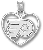 Philadelphia Flyers Solid Sterling Silver ''P'' Logo Heart Pendant