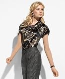 AK Anne Klein Metallic Floral-Print Cowl-Neck Silk Top