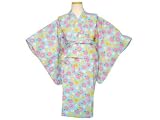 ガールズキッズ浴衣[なつまつり]子供用（女の子）フルーツプリント浴衣(サックス-（水色）◇110)