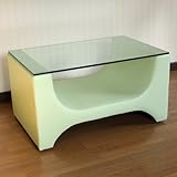 モーム レザー張りリビングテーブル ELLE-Curve/パステルグリーン