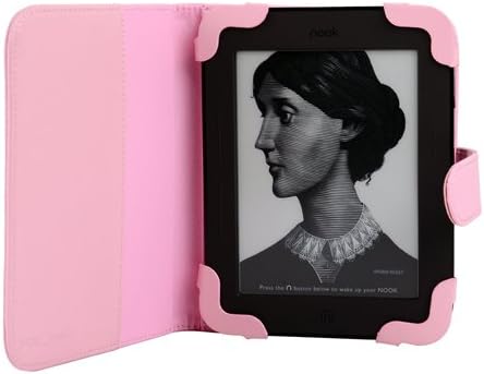 Cell Xcessories Pink Leather Case Cover for Barnes & Noble Nook Simple Touch Ereader New