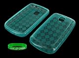 Turquoise Plaid TPU Crystal Skin Case for LG Optimus T P509 Phone, T-Mobile ....
