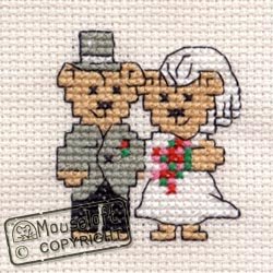 Mouseloft Mini Cross Stitch Card Kit - Bride and Groom, Occasions Collection