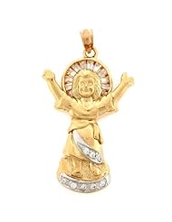 10K Gold Divino Nino Jesus CZ Religious Pendant Charm