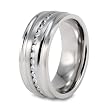 Wide Cubic Zirconia Stainless Steel Ring (9.5mm) - Sizes 8 - 12