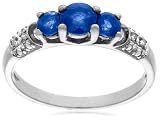 10k White Gold Sapphire Ring w/ Diamond Accent