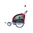 Child 3 In 1 Folded Bike Trailer Stroller Jogger Seat Buggy Lightweight Red Black 1-2 Child 5 Point Harness With Canopy Visible Flag'