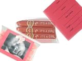 Classic Birth Announcement for a Baby Girl! Complete Announcement Includes a Photo Announcement with Statistics Form and 3 Pink Bubblegum 