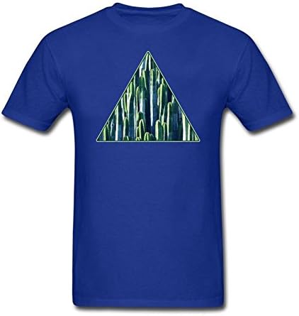 Men Casual Geometric Triangle Cactus Tee Shirt Round-Neck 100% Cotton Gettshirts Royal Blue XXL