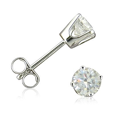 14K White Gold Round Diamond Stud Earrings 1ct tw. ( I2-I3 J-K)
